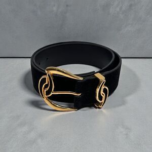 Vintage High End Designer Emmanuel Black Suede Sculptural Statement Belt 80s 90s